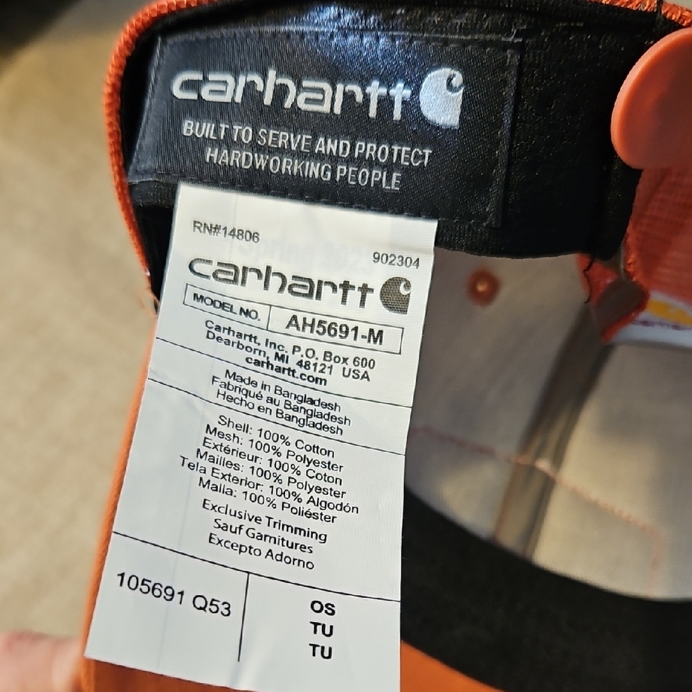 Carhartt Terracotta Orange Snapback Trucker Hat Mesh Back Hat - Picture 3 of 5